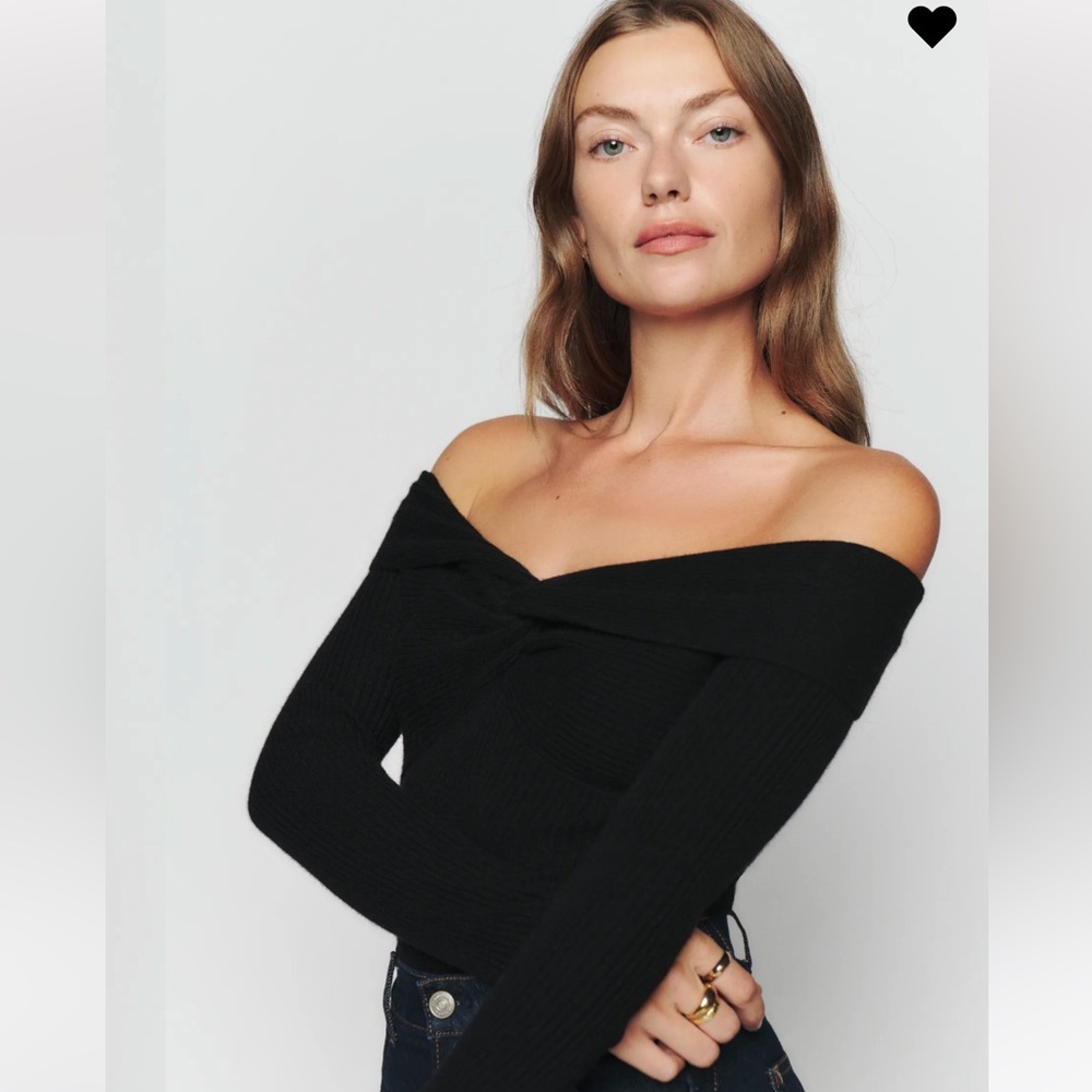 Natalia Cashmere Twist Front Sweater, Black, Medium, New w/ Tags, Never worn